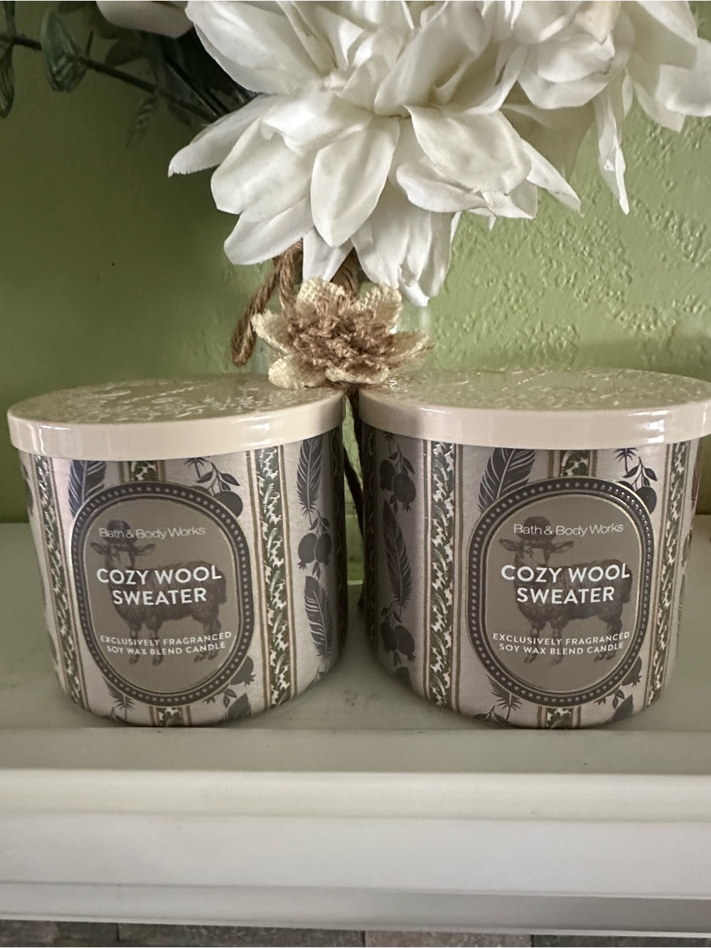 Bath & Body Works Cozy Wool Sweater Candle Duo - Beige & Taupe (2) Candles